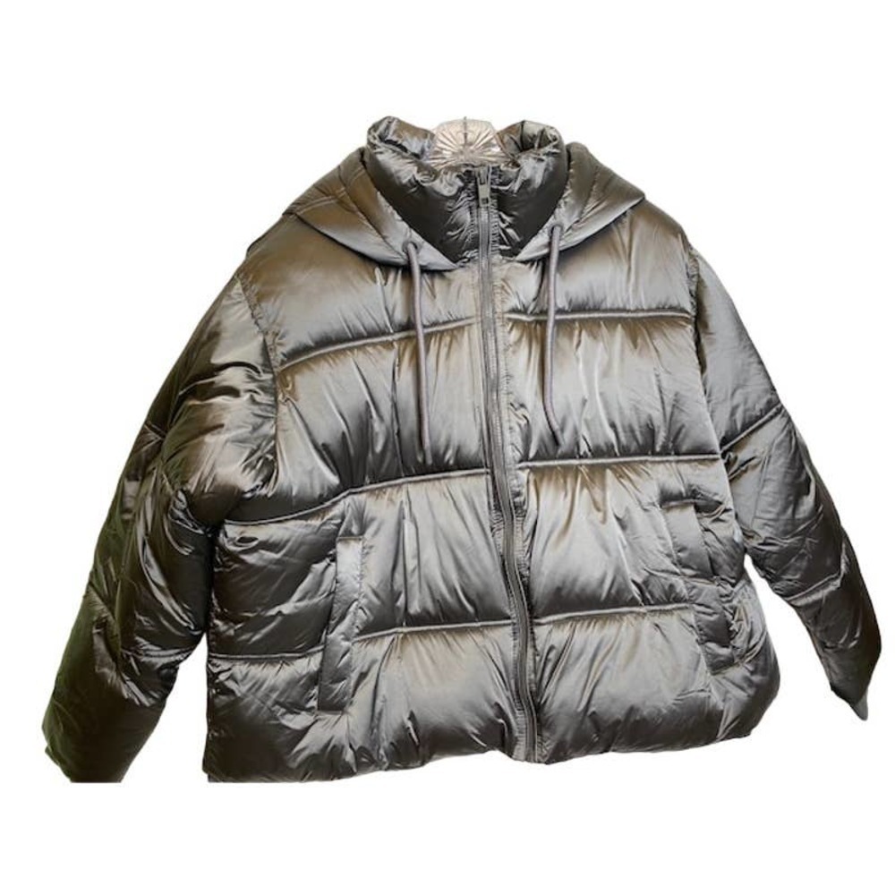 Zara Hooded Puffer‎ Jacket Size XL Gray NWTs